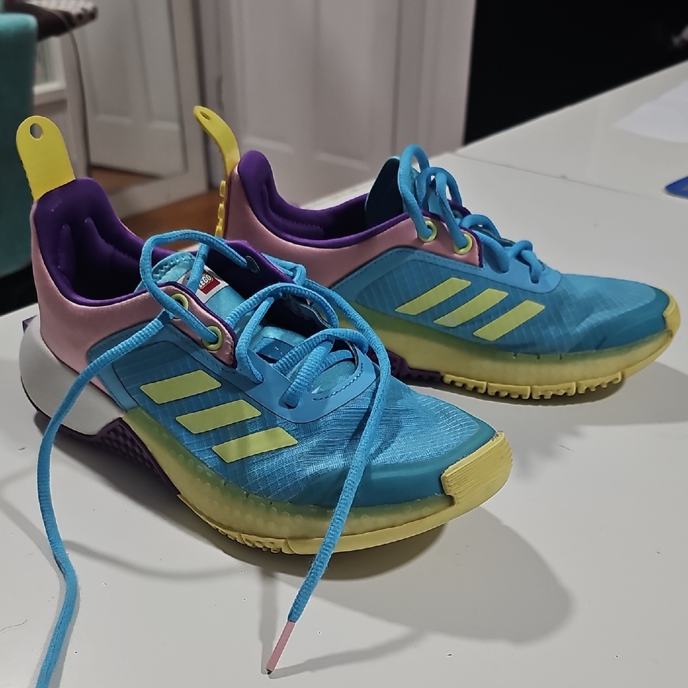 adidas Kids Lego Sneakers - Blue, Yellow, Purple. Great Condition Barely Worn.
